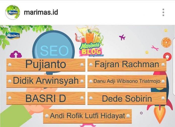 Juara 10 besar kontes blog semi SEO marimas.id
